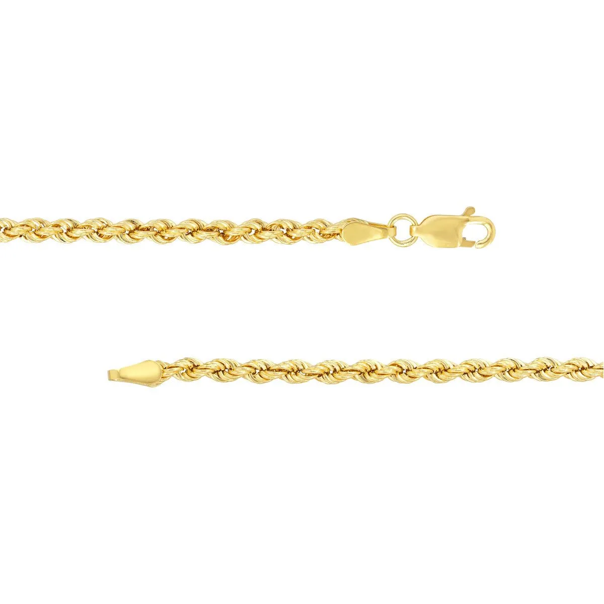 14K Yellow Gold 2.90mm Light Rope Chain with Lobster Lock