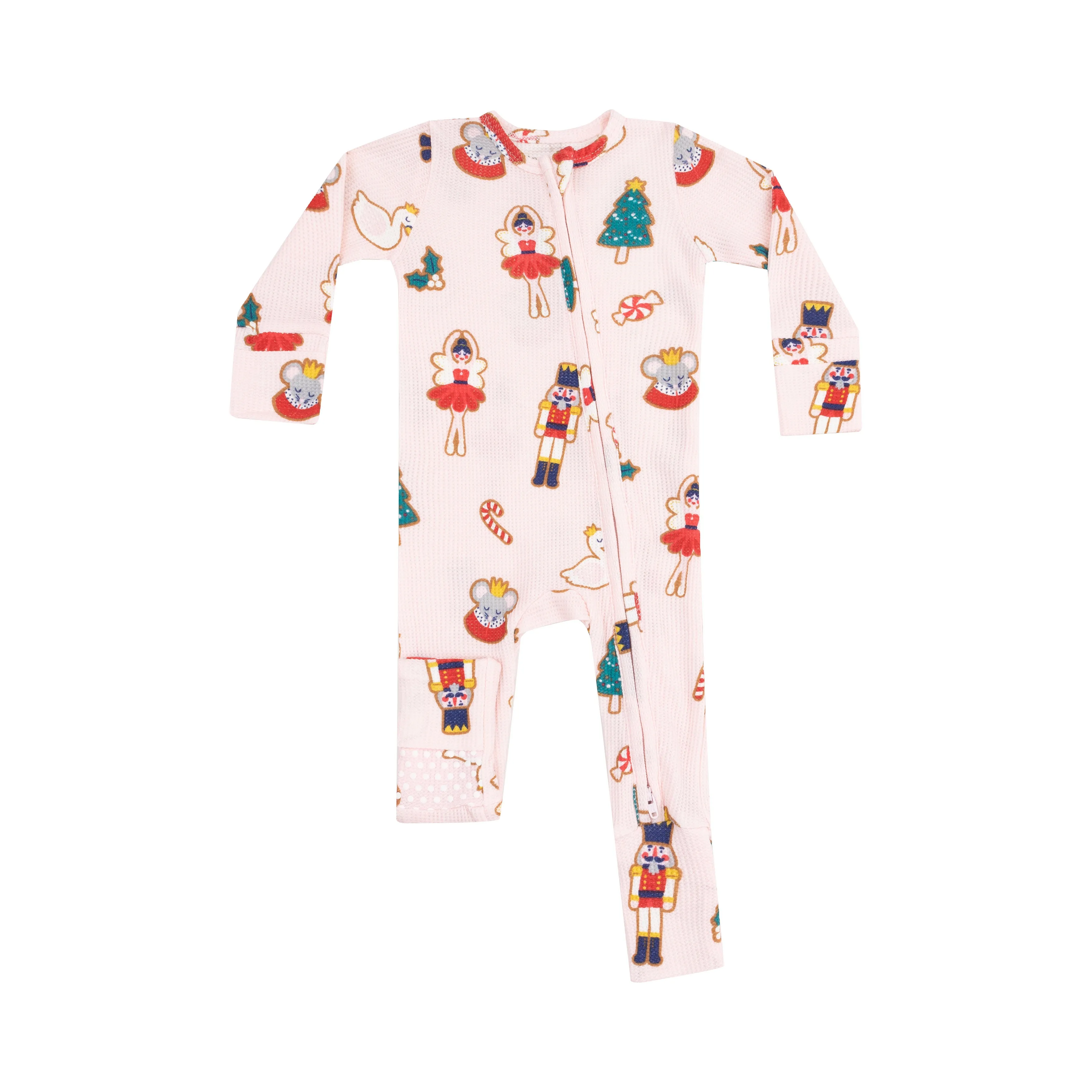 2 Way Zipper Romper - Sugar Plum Fairy Christmas Cookie  Pink