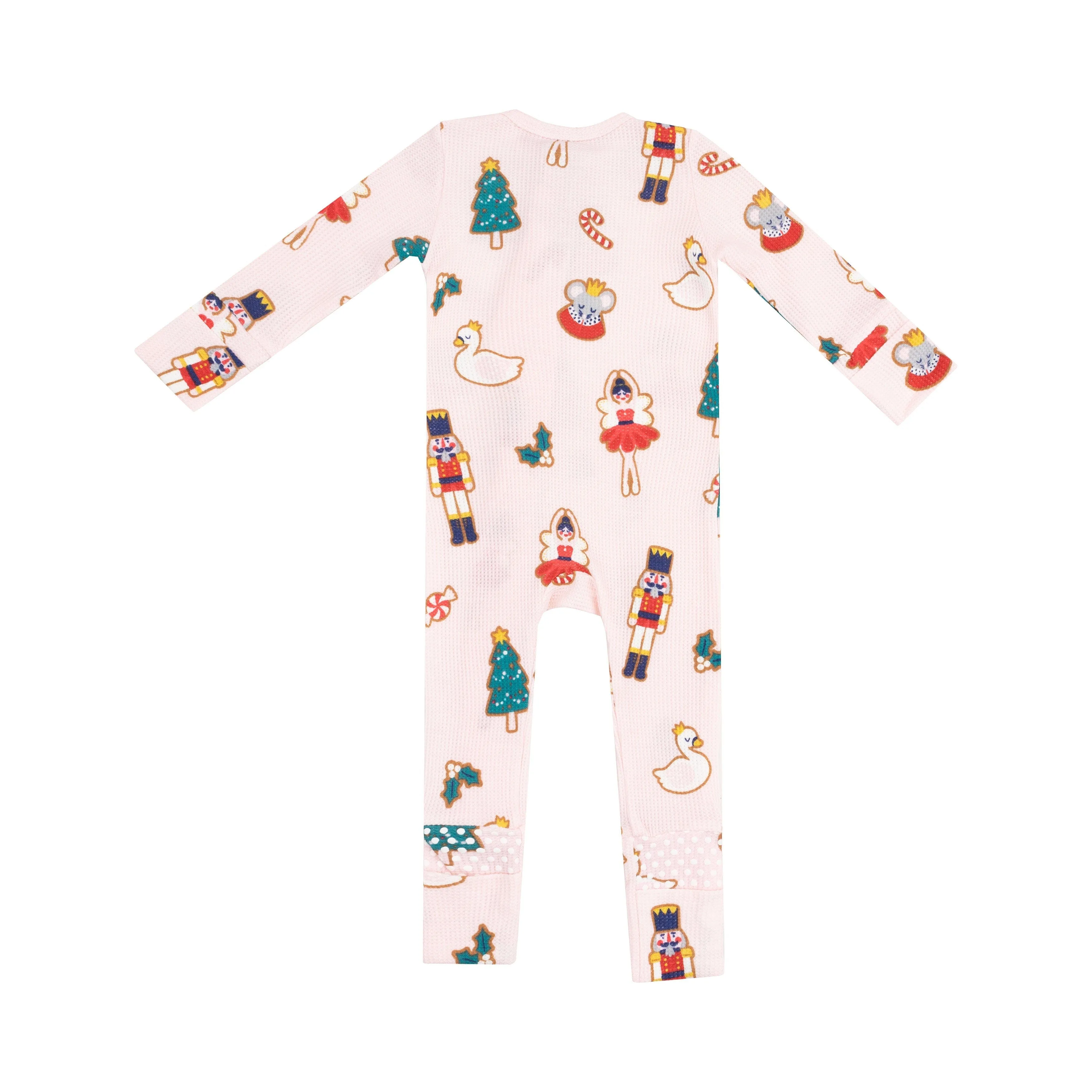 2 Way Zipper Romper | Sugar Plum Fairy Christmas Cookie  Pink