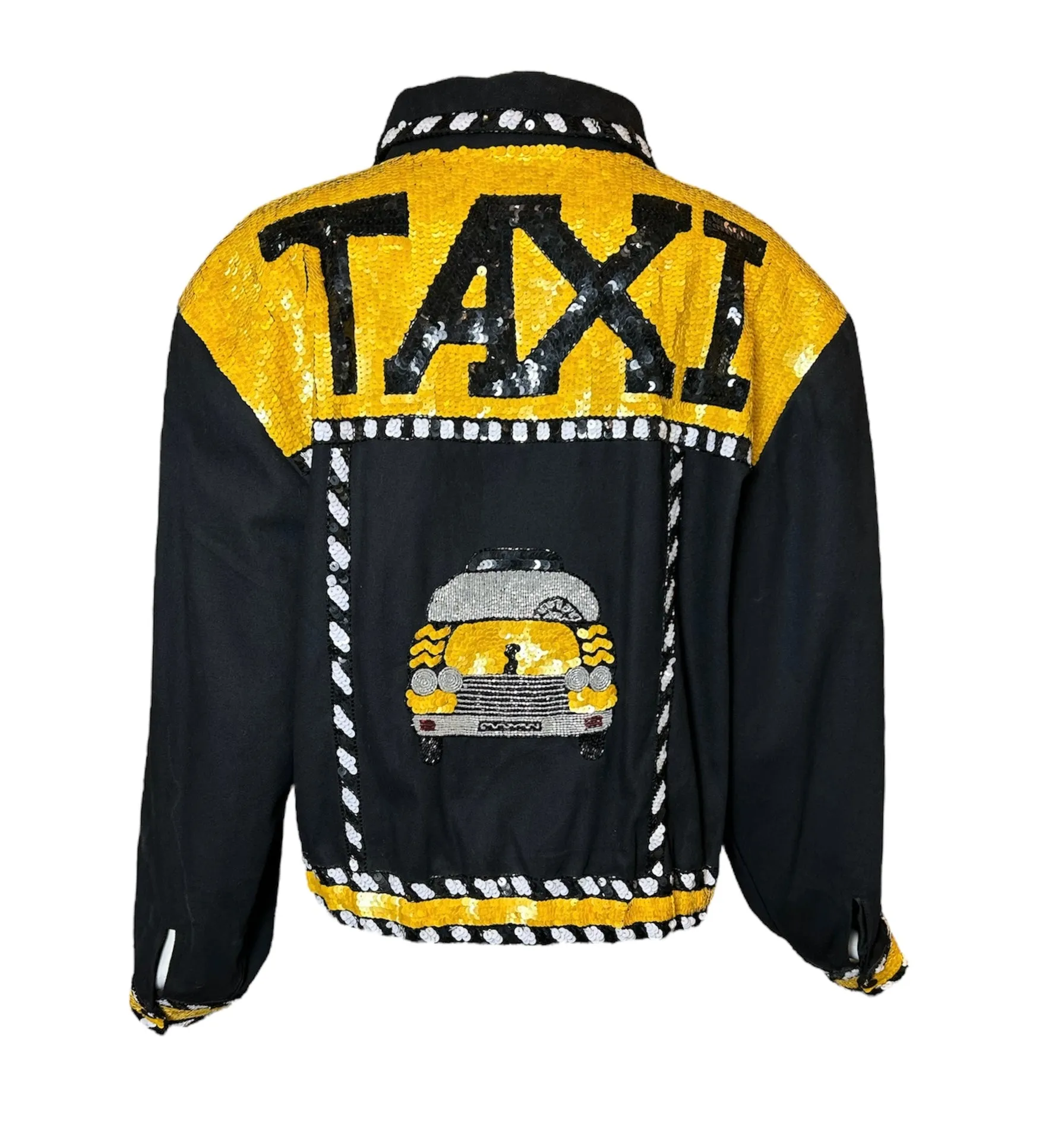 90s Hand Sequined Maximalist Novelty Taxi Jacket