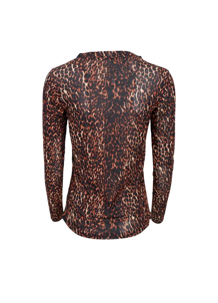 Annie Mesh Top in Brown Leo