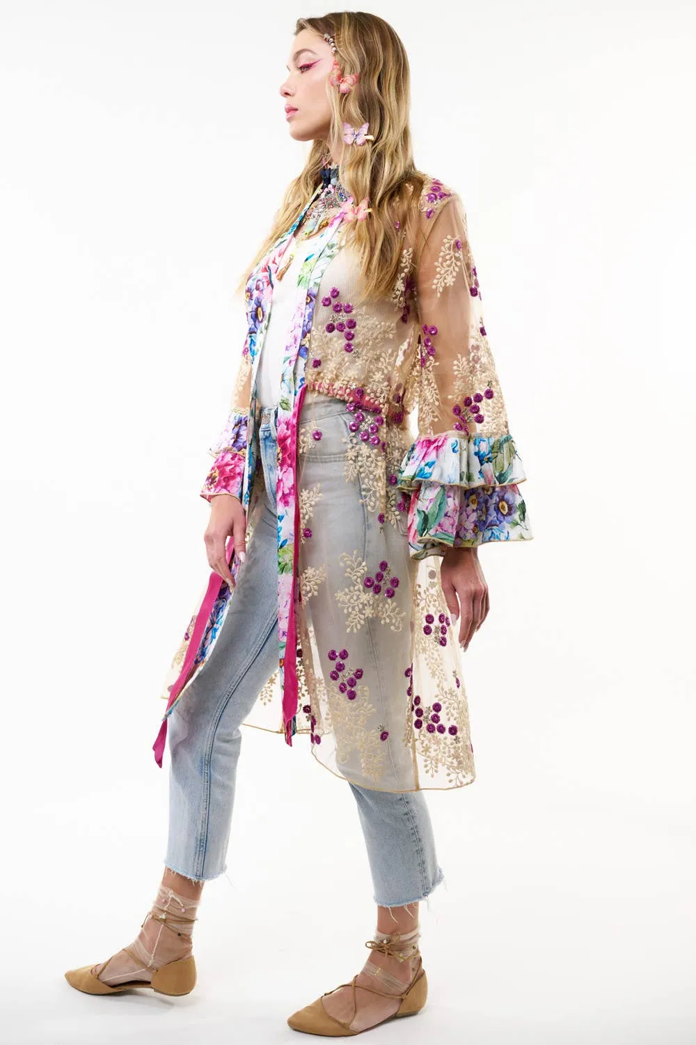 Aratta - Ibiza Embellished Mesh Kimono