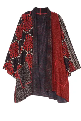 BBK  W VINTAGE BACKING KANTHA A-LINE JKT - pk2003-red -