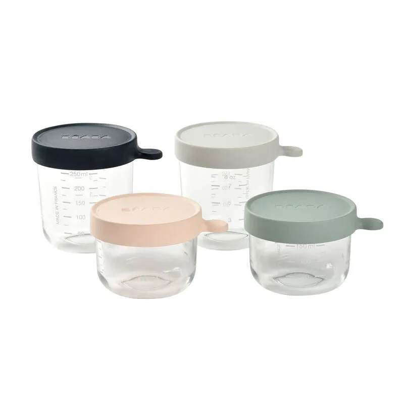 Beaba Glass Baby Food Storage Containers - Set of 4