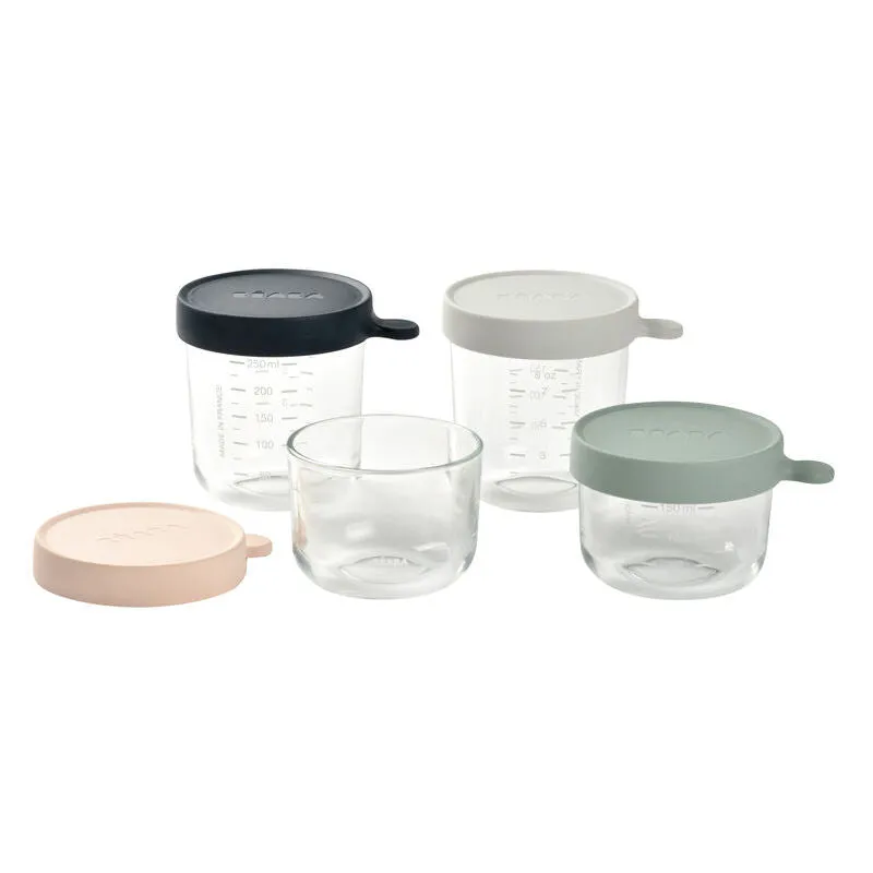 Beaba Glass Baby Food Storage Containers - Set of 4