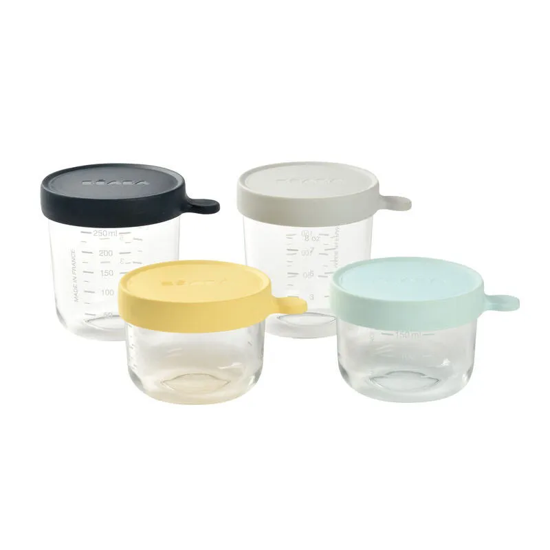 Beaba Glass Baby Food Storage Containers - Set of 4