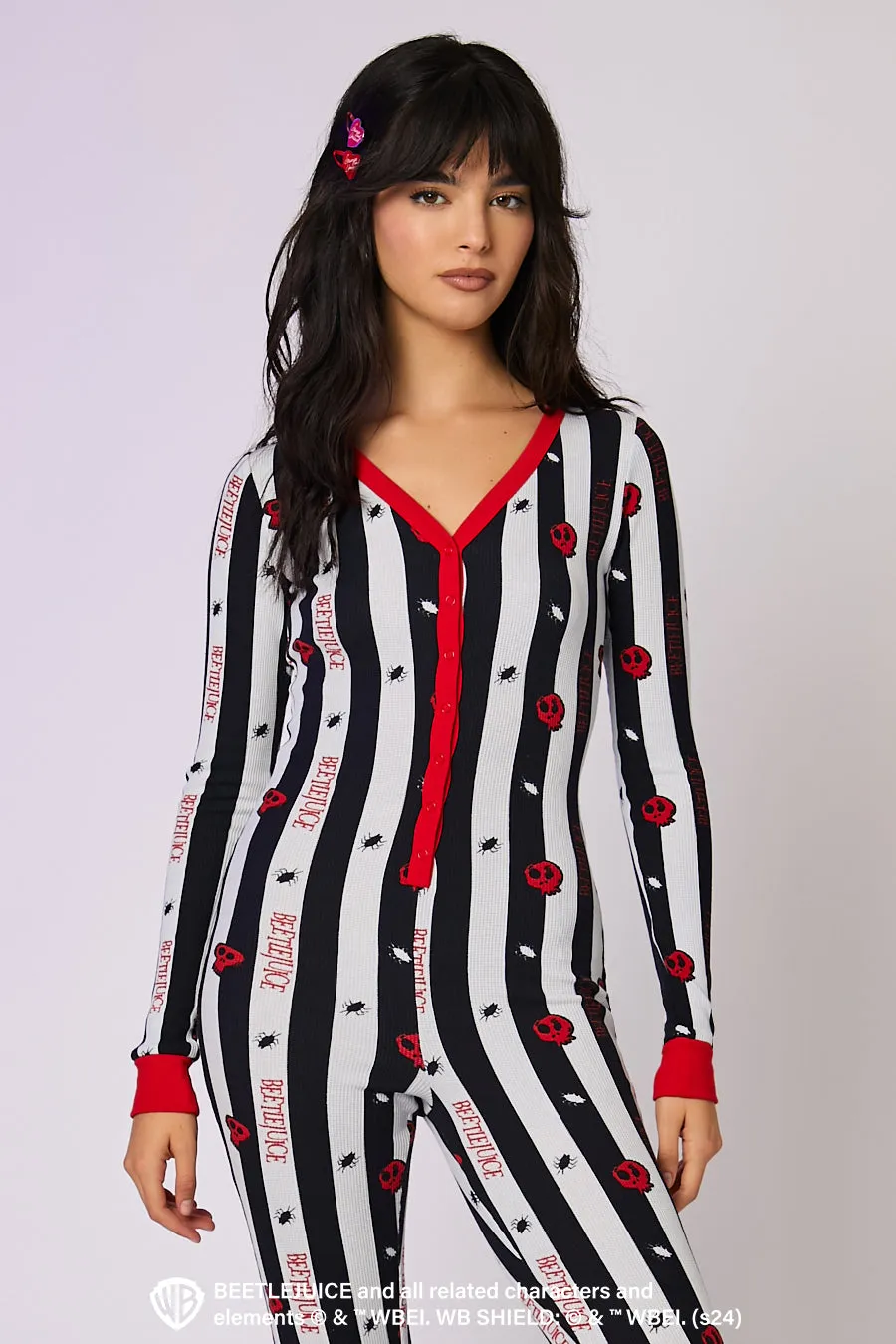 Beetlejuice Long Sleeve Pajama Romper