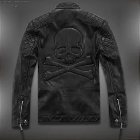 Big Skull Craft Biker Style Men Leather Jacket