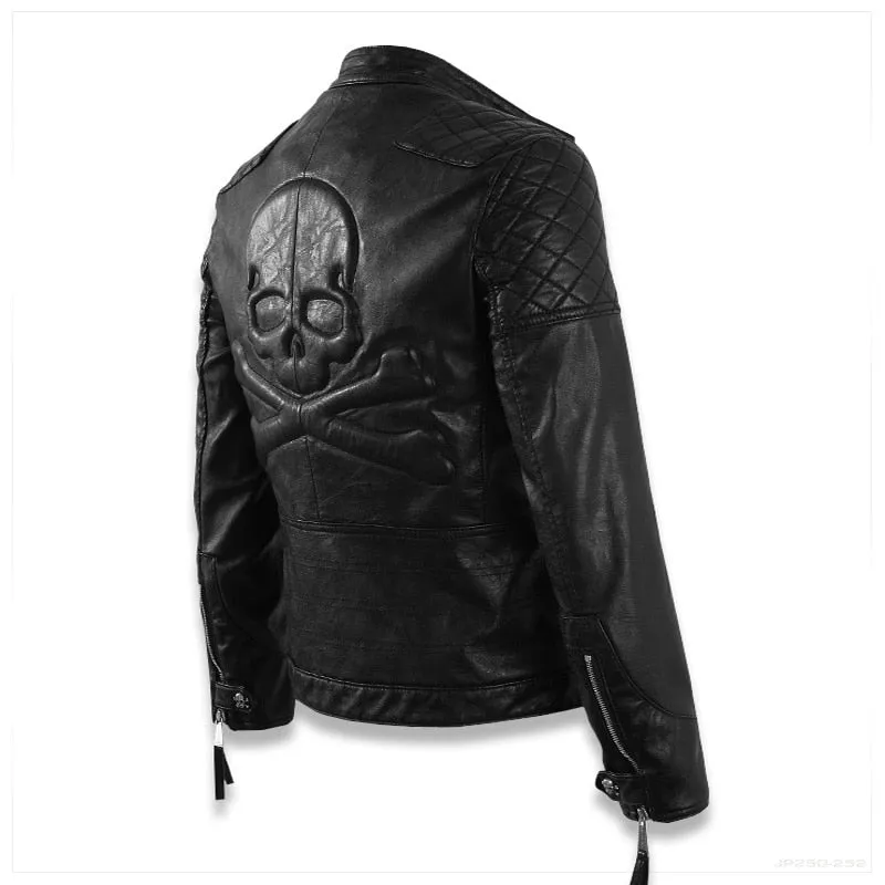 Big Skull Craft Biker Style Men Leather Jacket