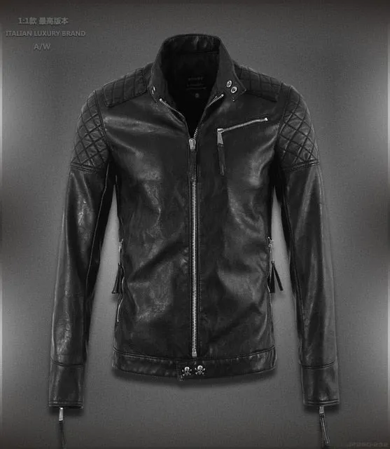 Big Skull Craft Biker Style Men Leather Jacket