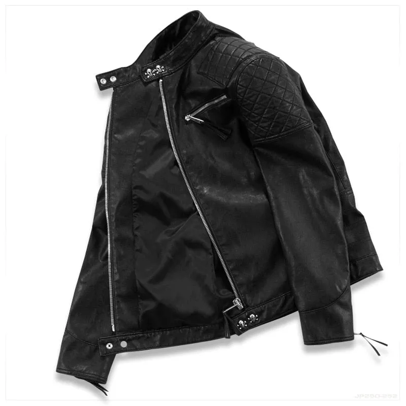 Big Skull Craft Biker Style Men Leather Jacket