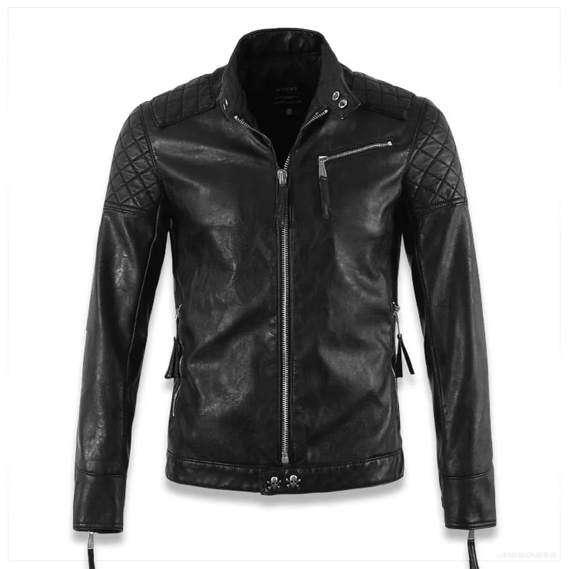 Big Skull Craft Biker Style Men Leather Jacket