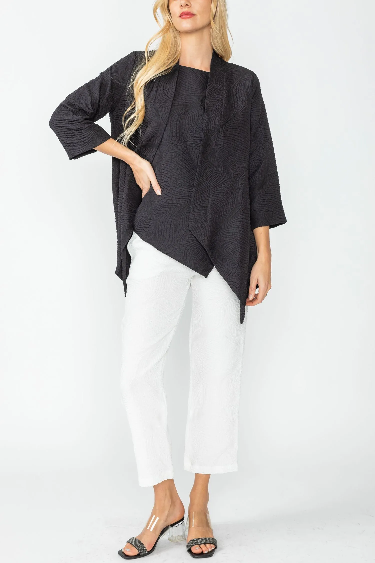 Black Crop Kimono Cardigan