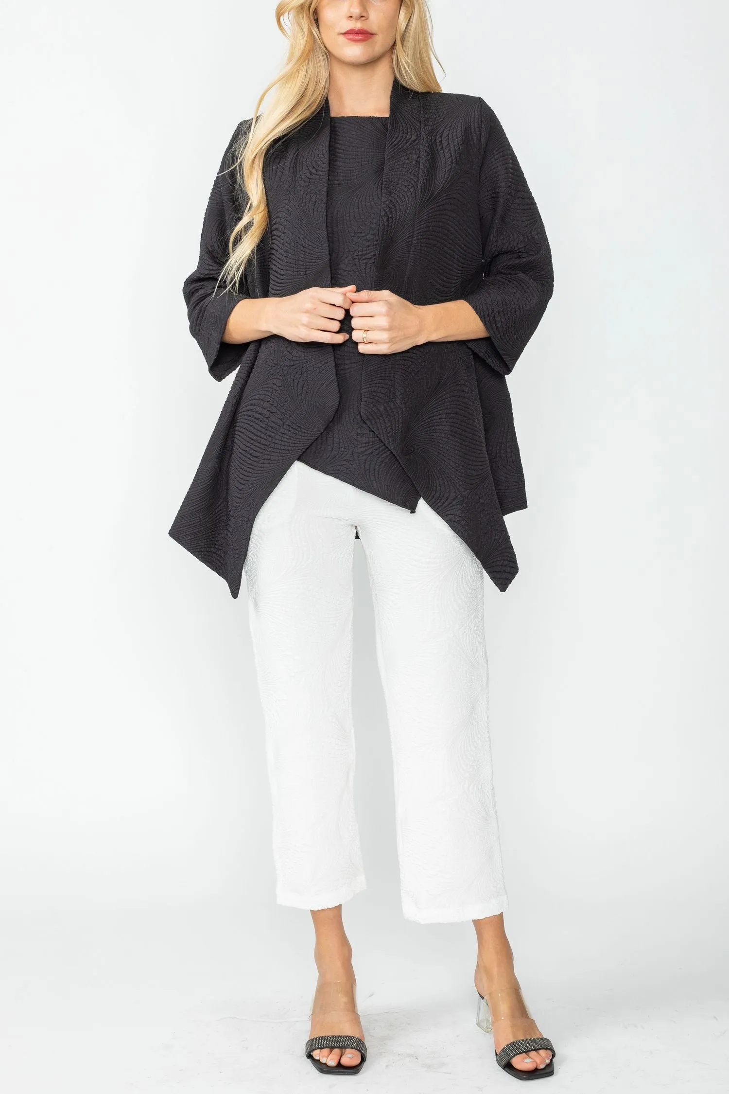 Black Crop Kimono Cardigan