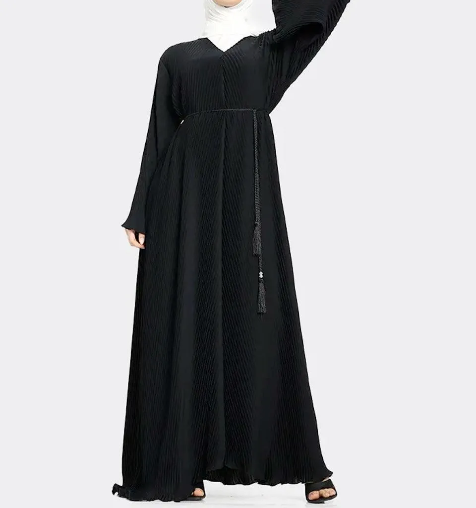 Black Pleated Abaya