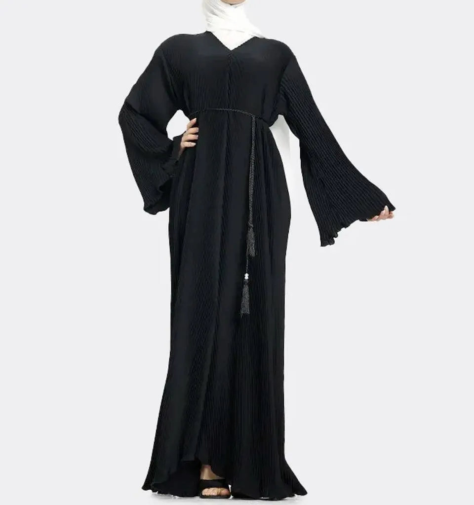 Black Pleated Abaya