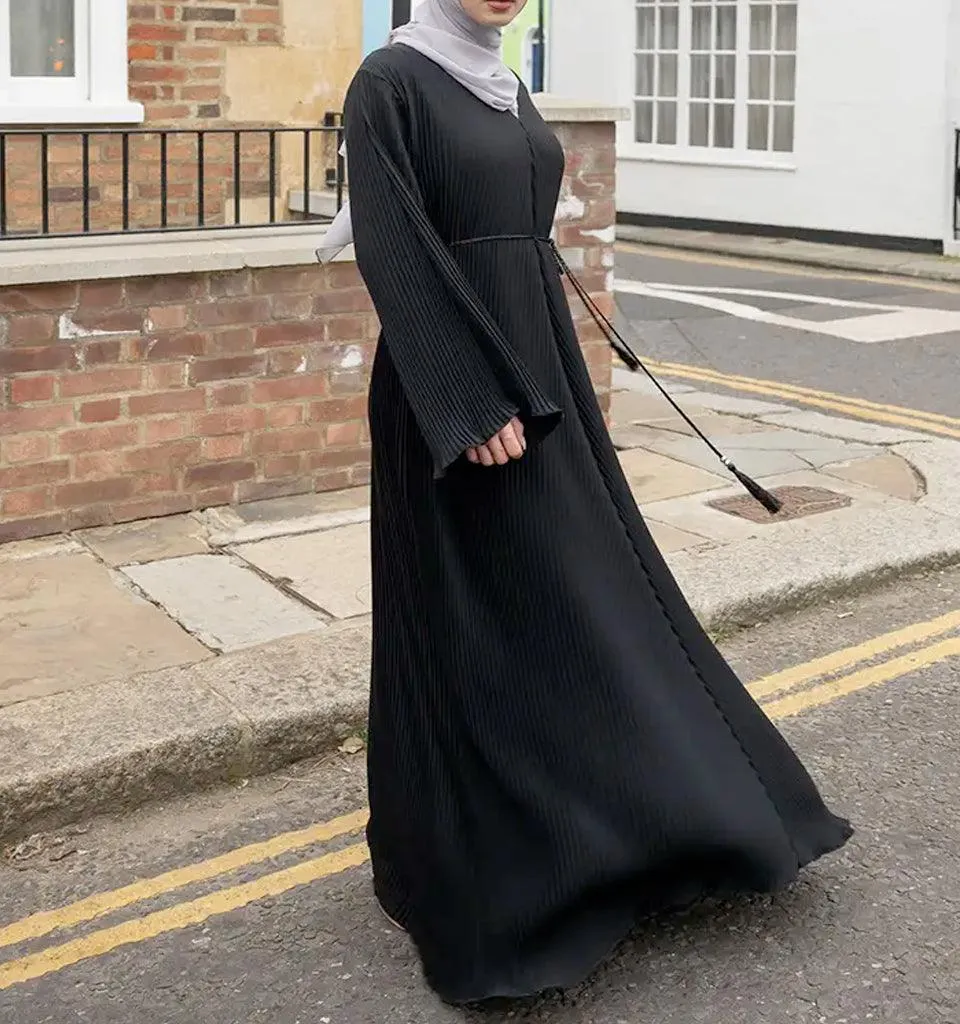 Black Pleated Abaya