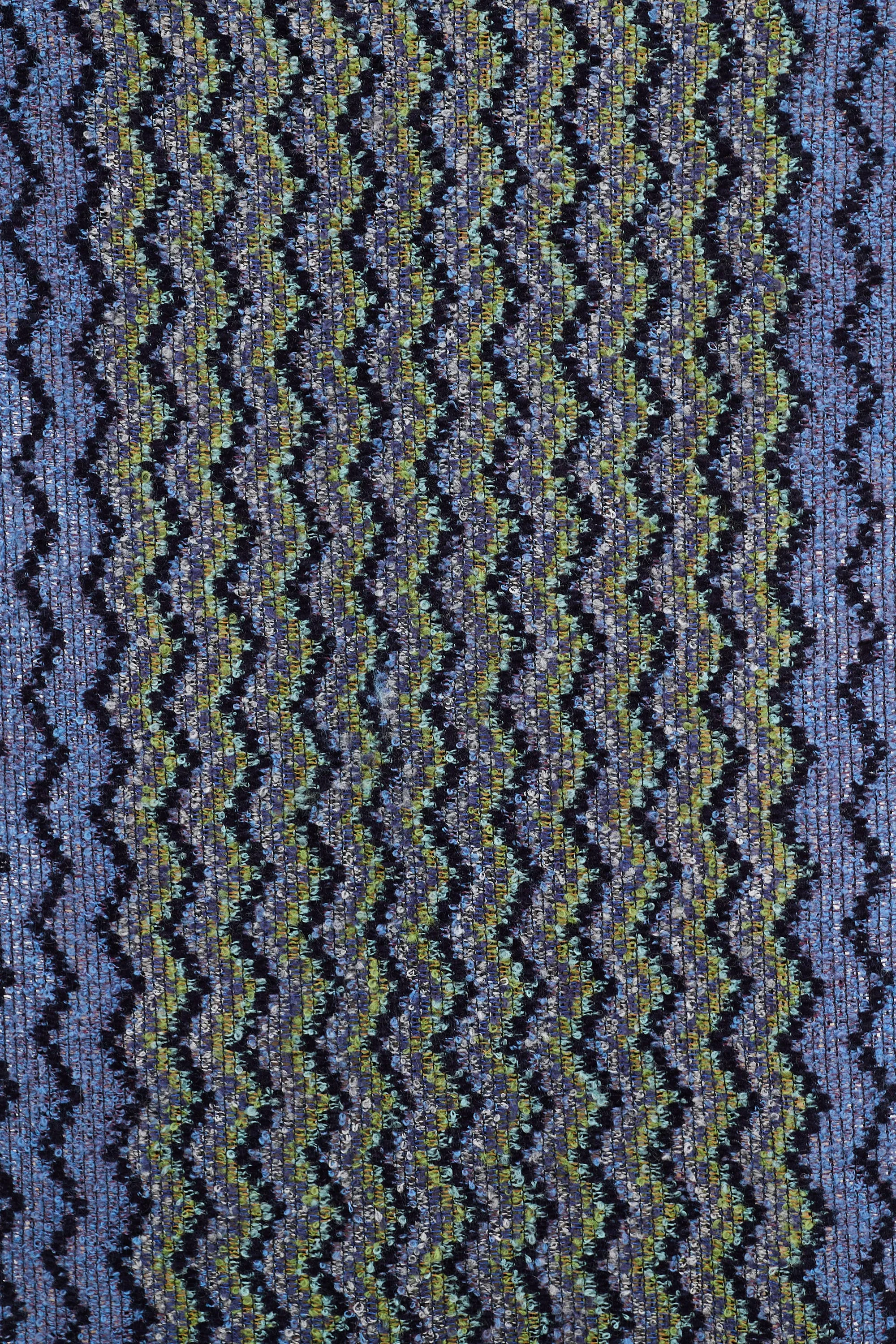 Blue & Green Wool Blend Chevron Scarf