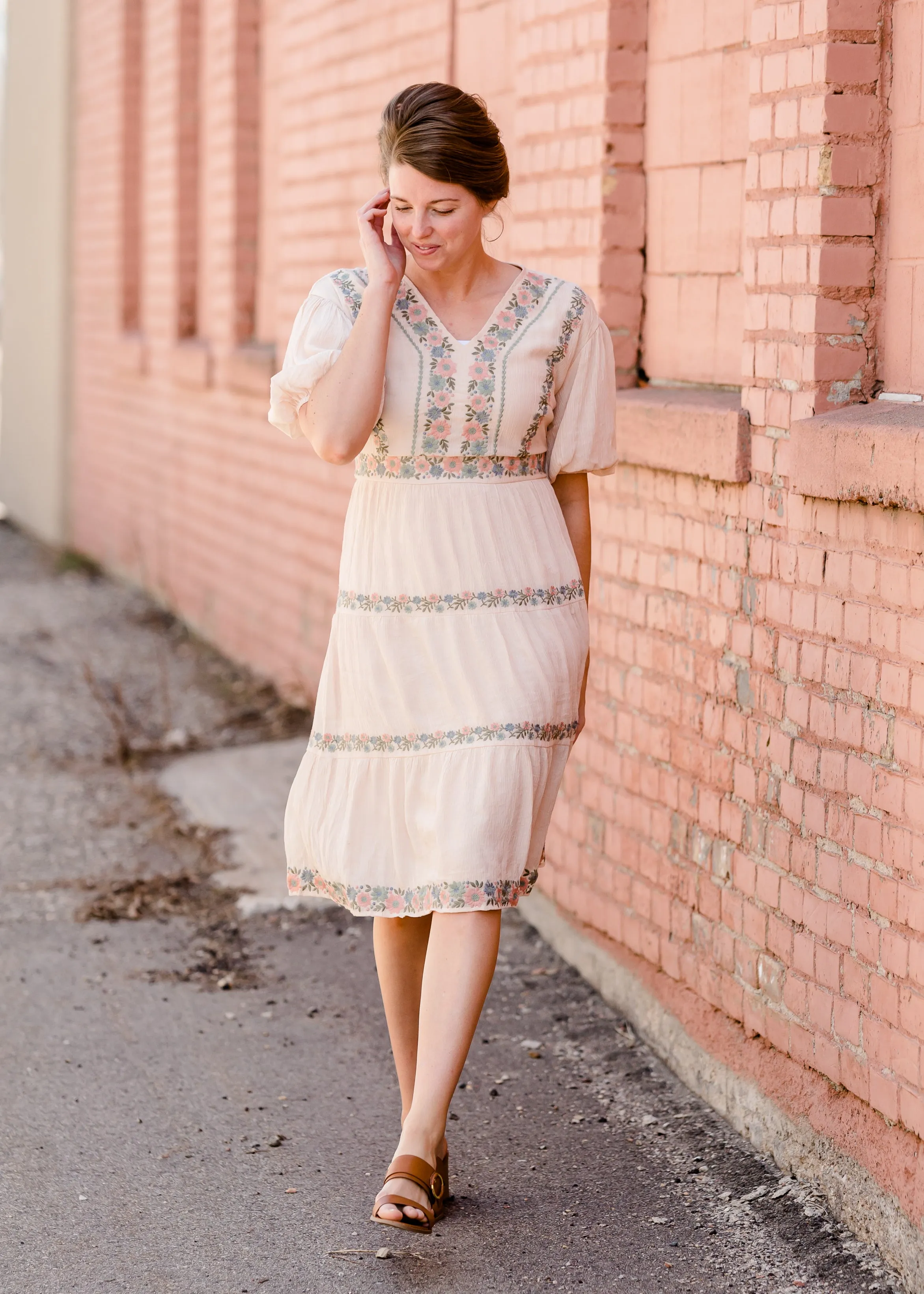 Blush Ethereal Embroidered Midi Dress - FINAL SALE