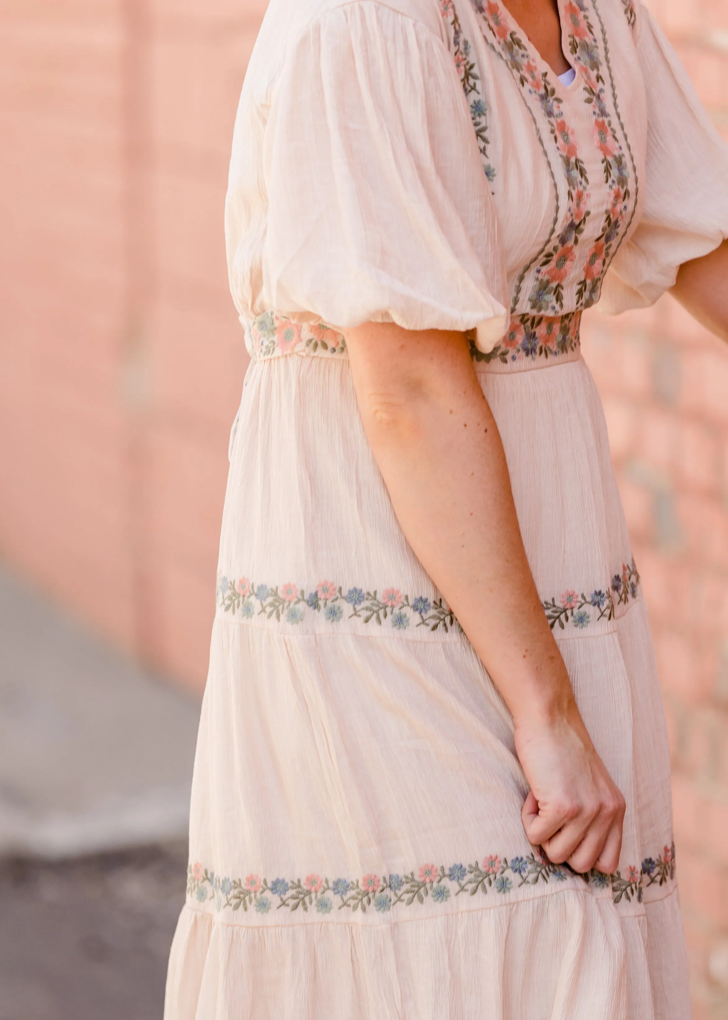 Blush Ethereal Embroidered Midi Dress - FINAL SALE