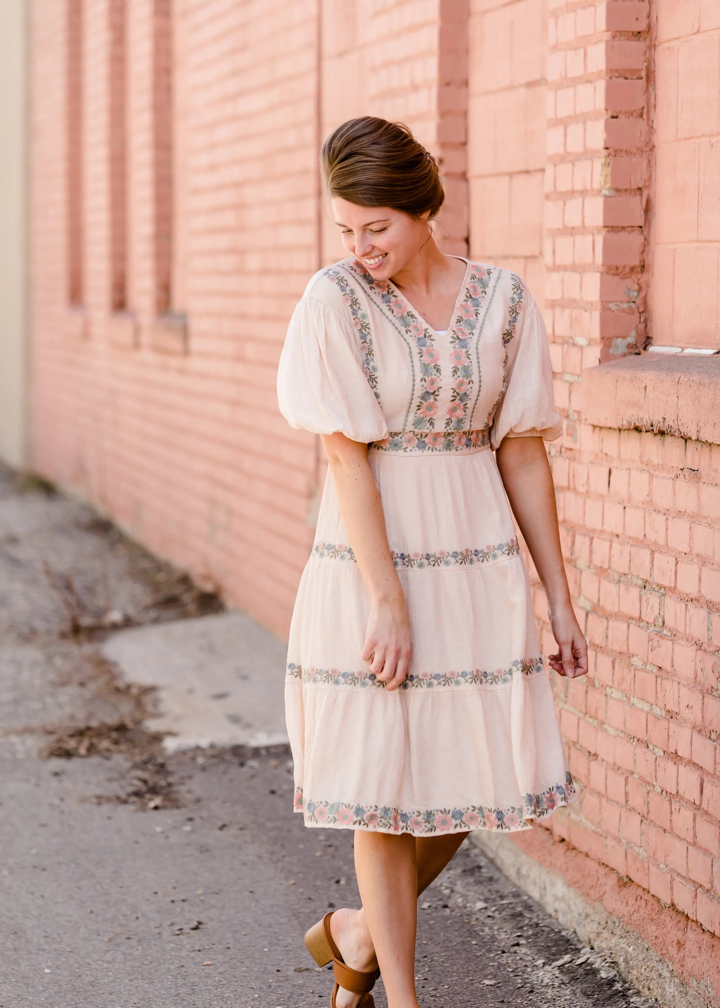 Blush Ethereal Embroidered Midi Dress - FINAL SALE