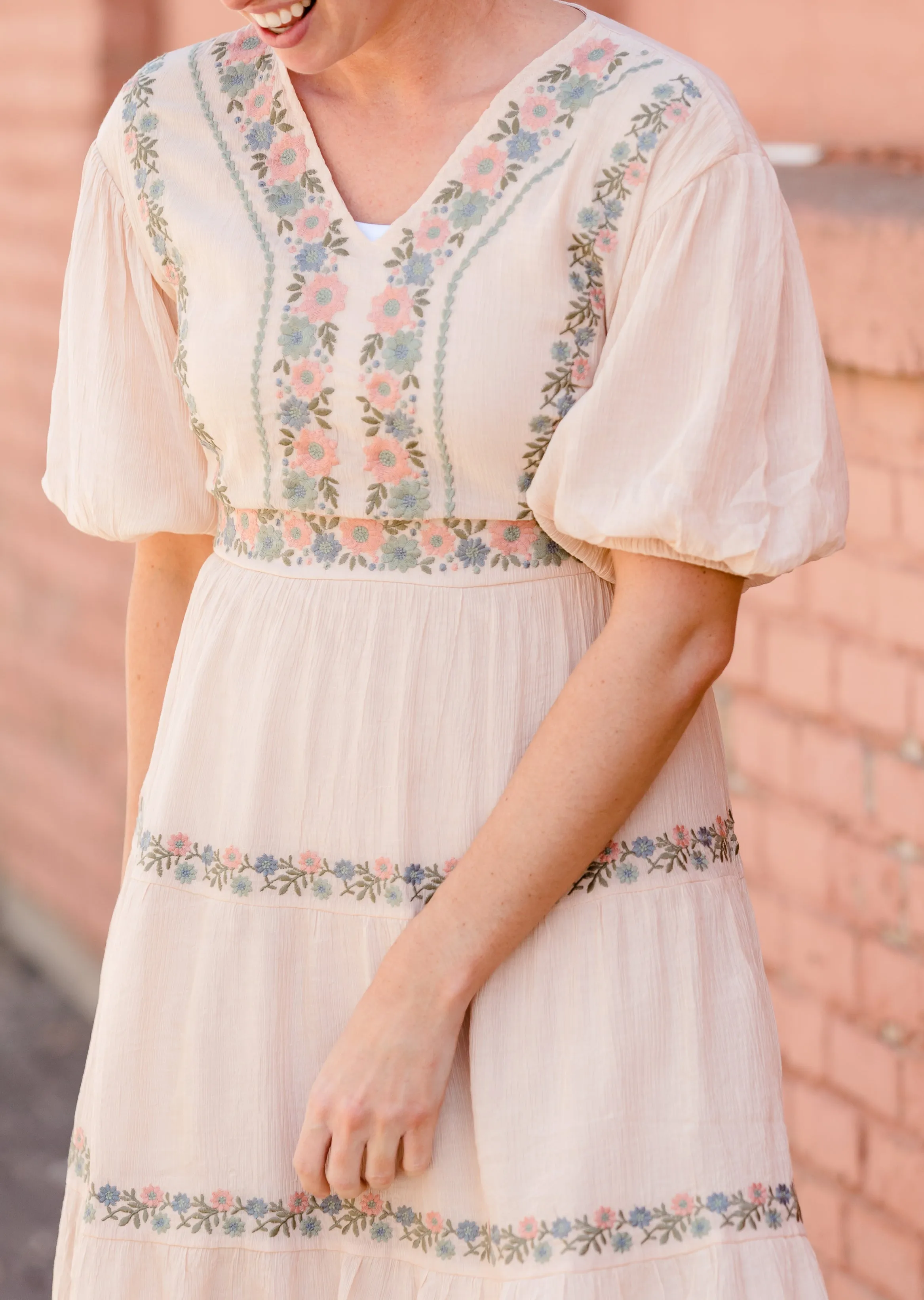 Blush Ethereal Embroidered Midi Dress - FINAL SALE