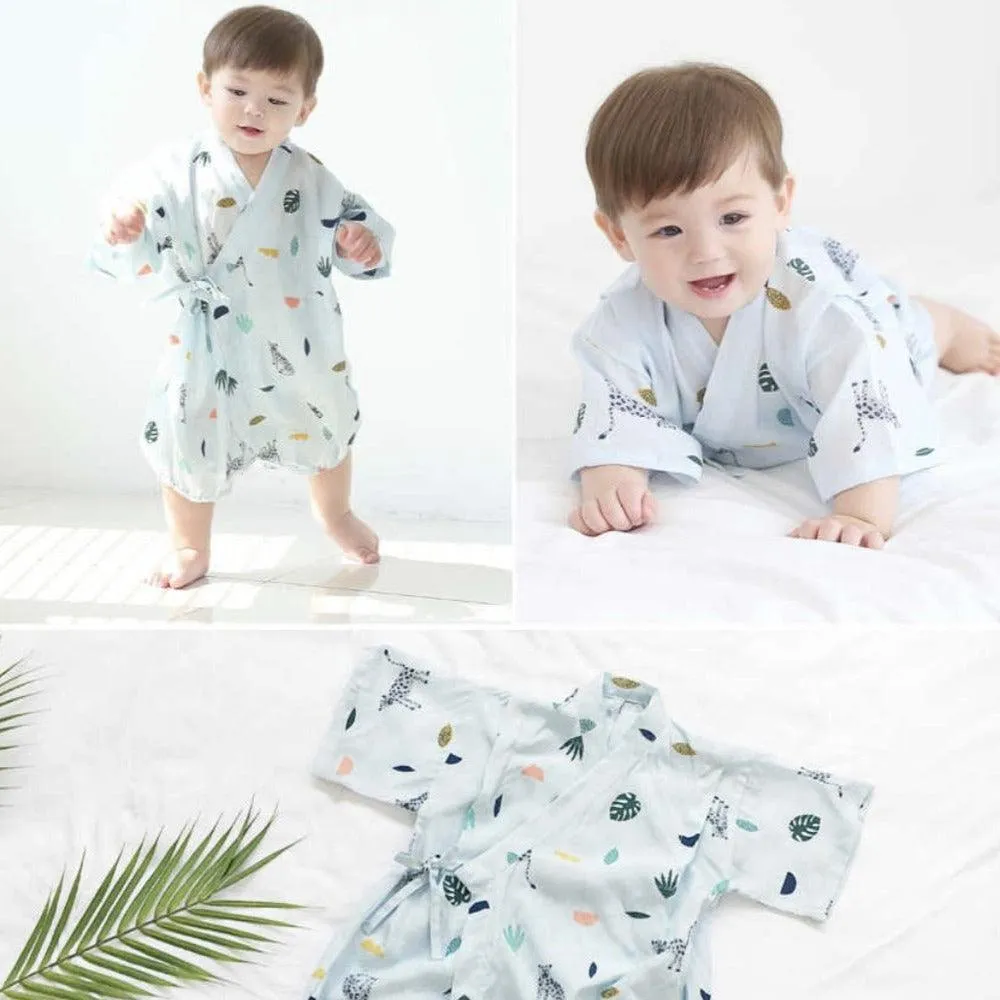 Borny Tie-Side Onesie Jungle (Blue)