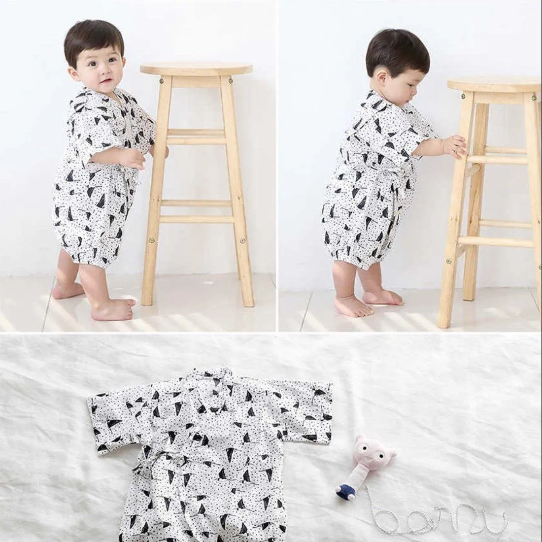 Borny Tie-Side Onesie Mix White