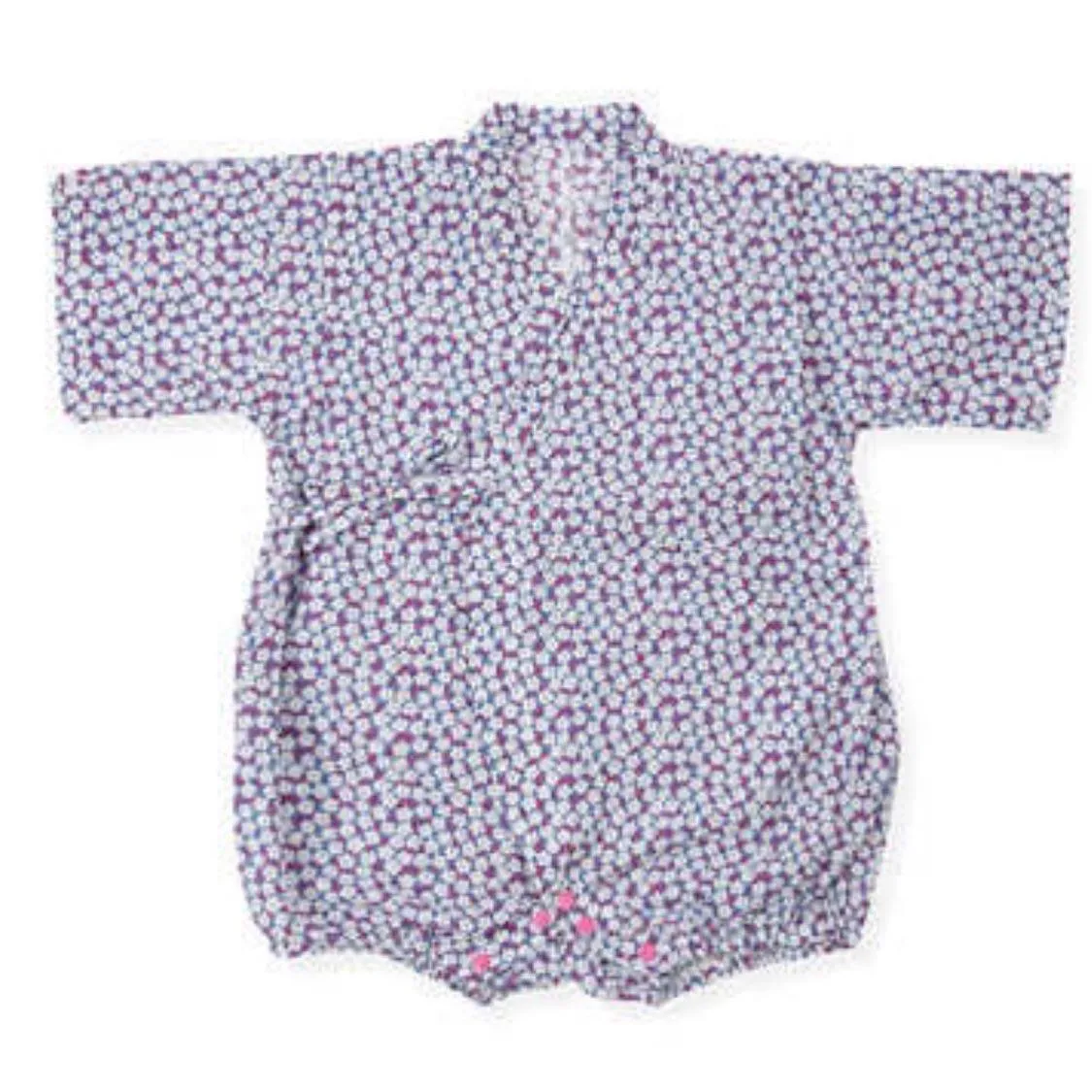 Borny Tie-Side Onesie Purple Small Flower