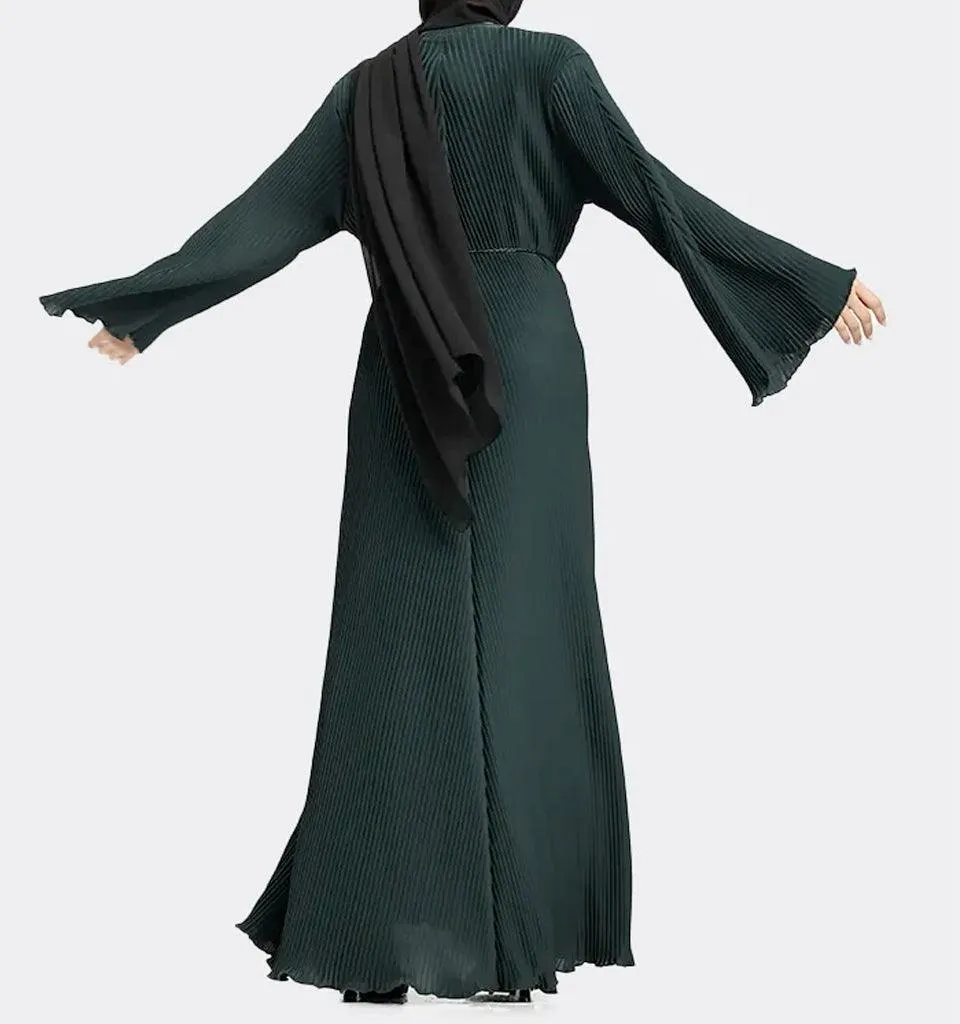 Bottle Green Pleated Abaya