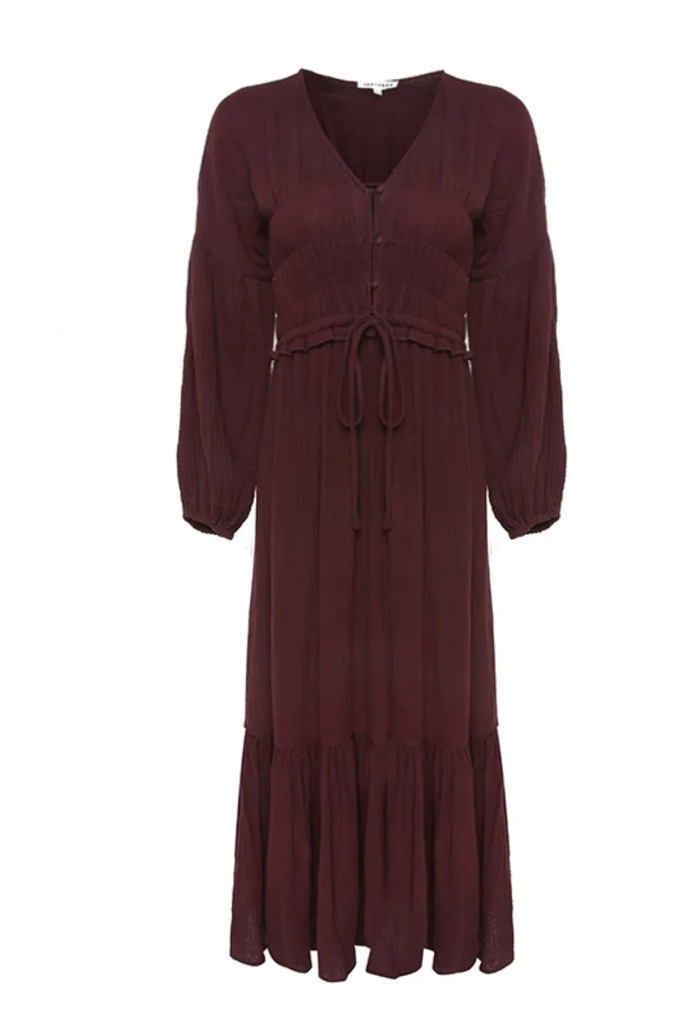 Chelsea Raisin Cotton Blouson LS Midi Dress