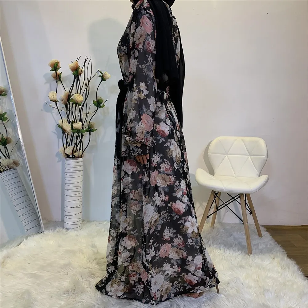 Chiffon Print Simple Abaya Evening Abaya