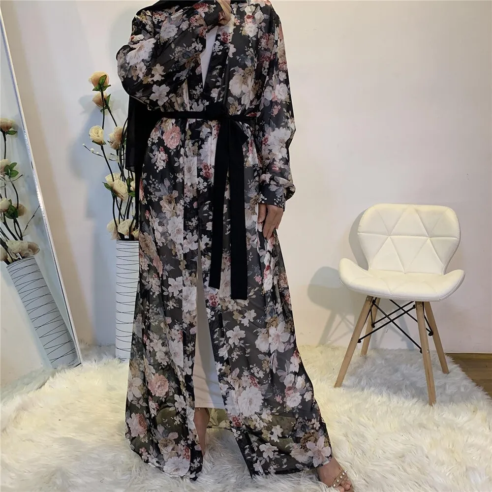 Chiffon Print Simple Abaya Evening Abaya