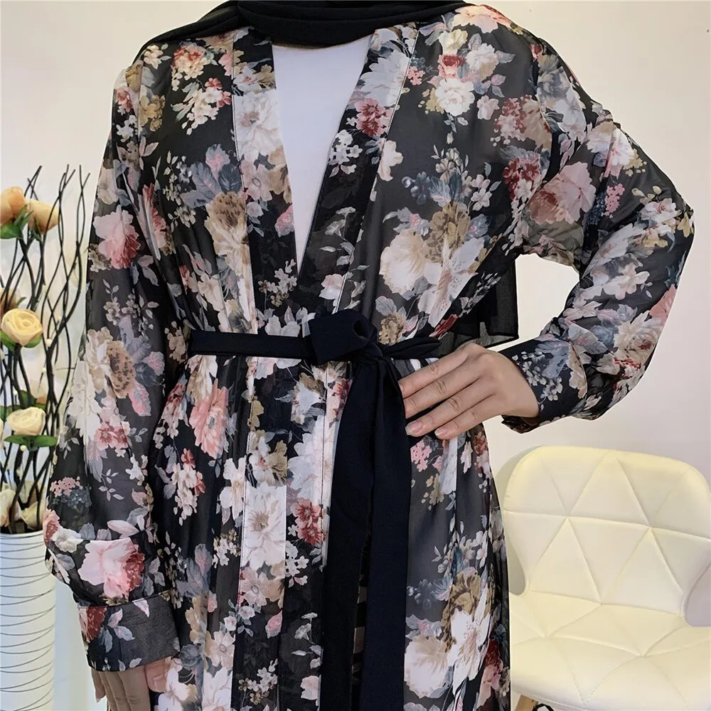 Chiffon Print Simple Abaya Evening Abaya