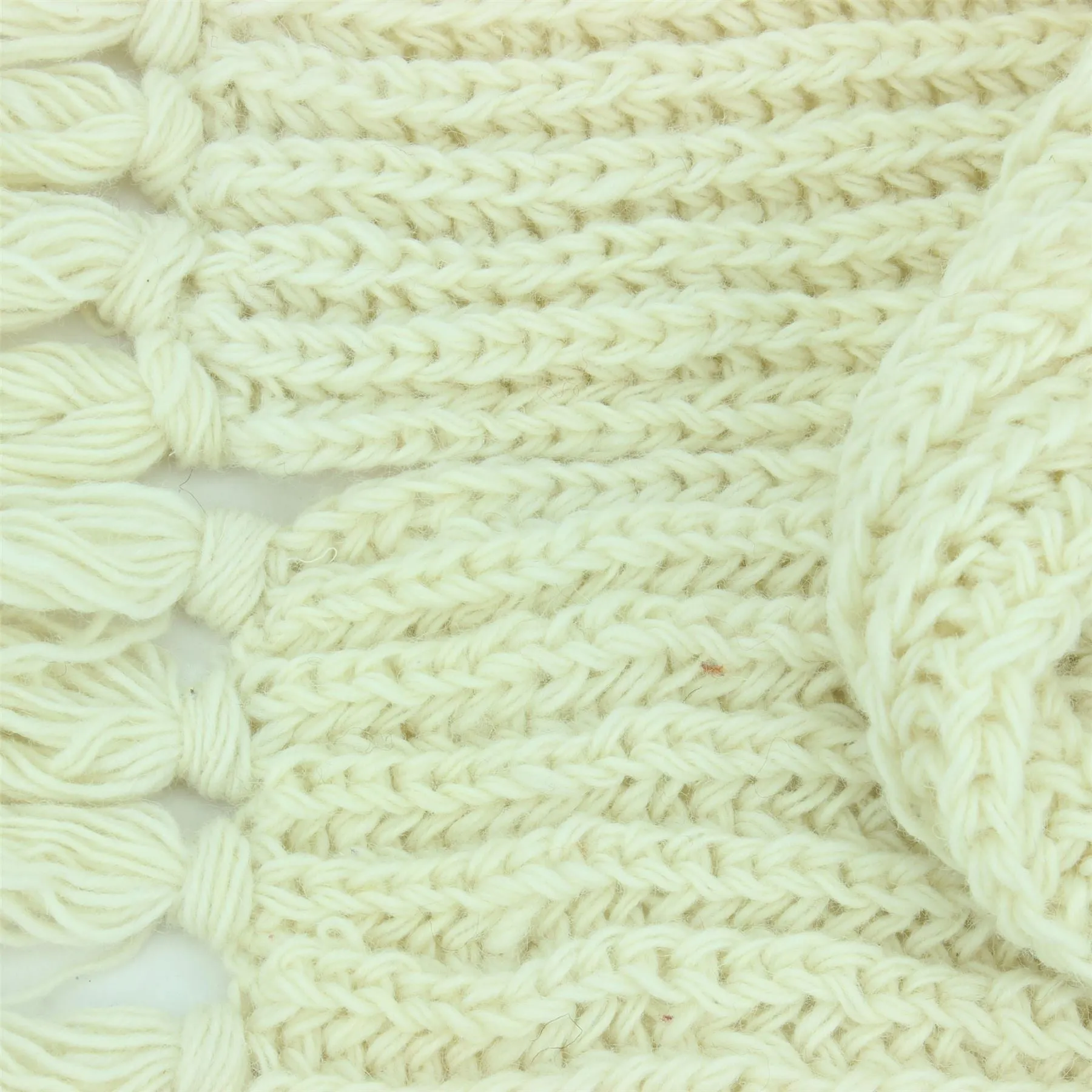 Chunky Wool Knit Scarf - Plain - White