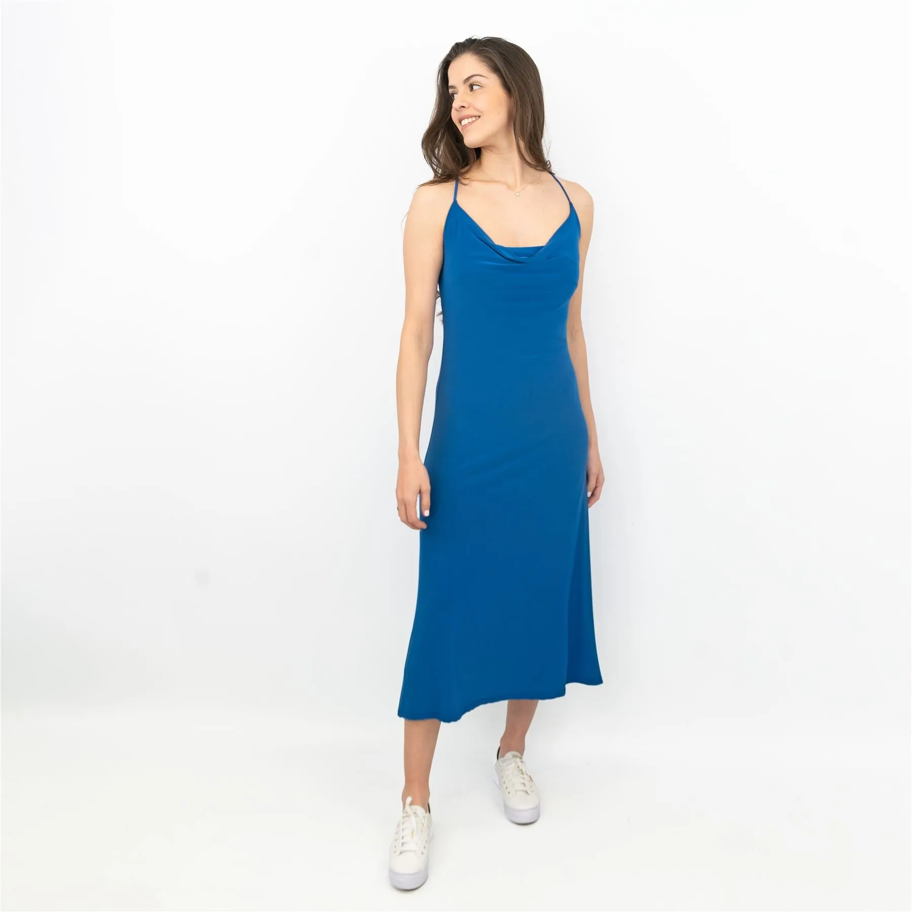 Coast Blue Cowl Neck Sleeveless Spaghetti Strap Midi Dresses