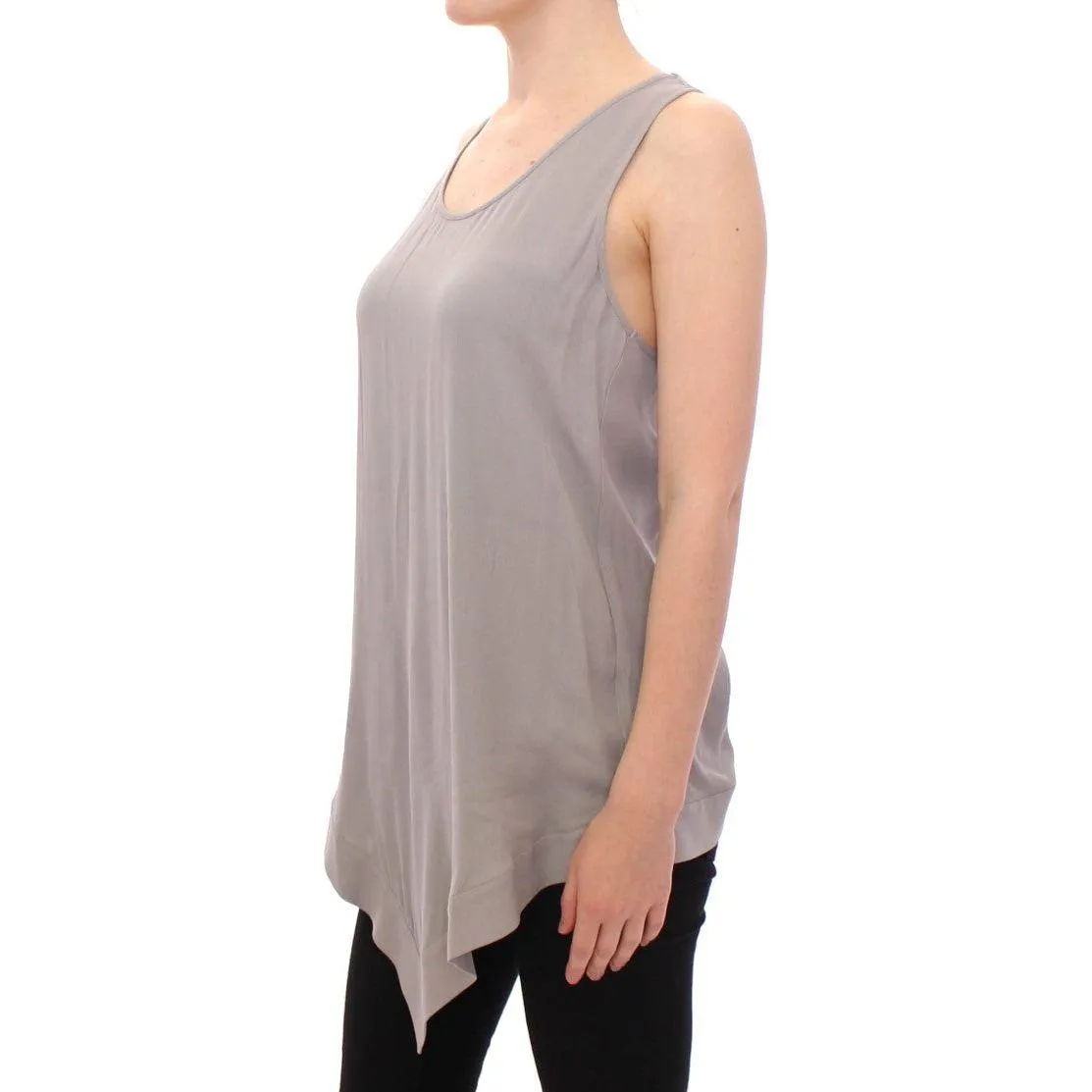 Comeforbreakfast Elegant Gray Viscose Top – Timeless Style