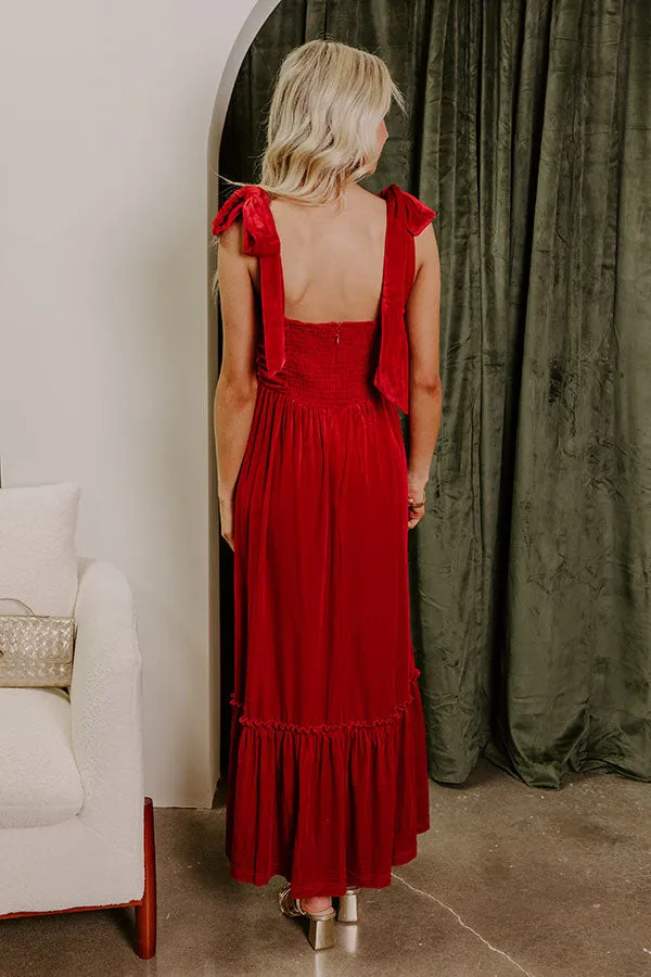 Cranberry Martini Velvet Midi in Red