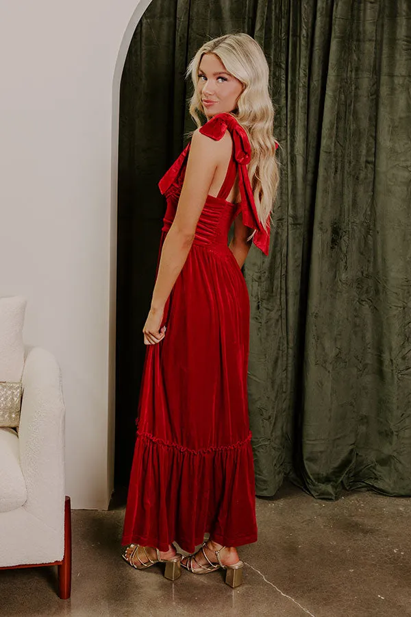 Cranberry Martini Velvet Midi in Red