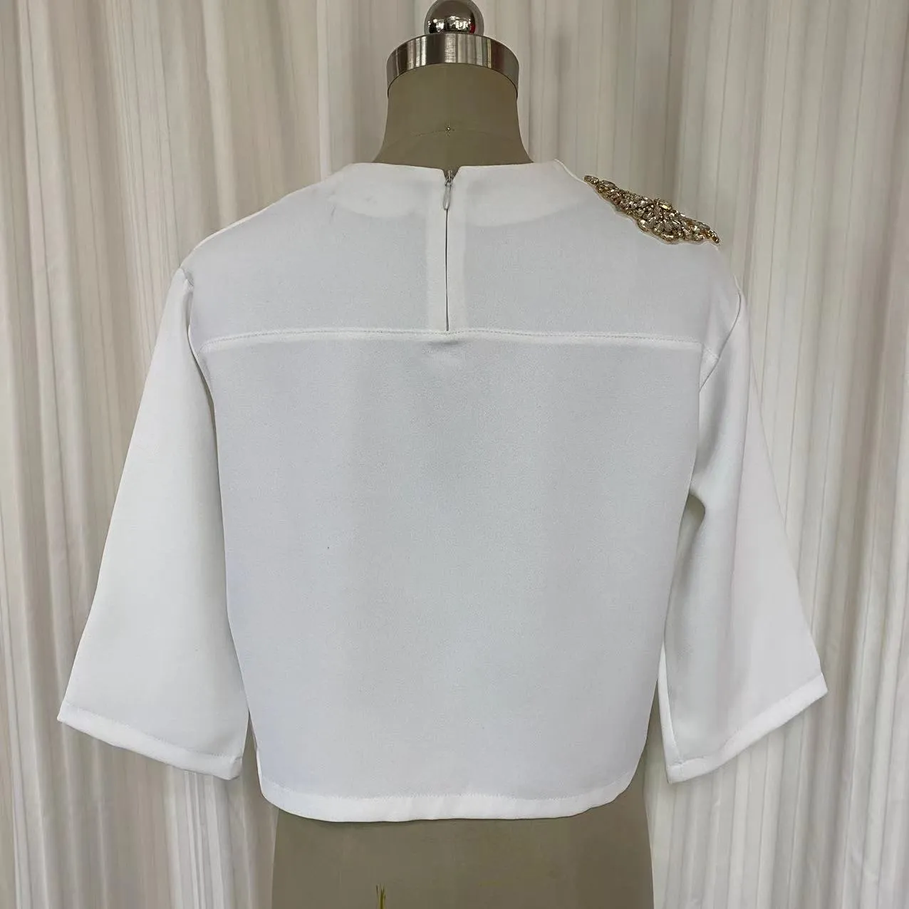 Cropped TOP LPRSW2150CRE - White-Polyester crepe