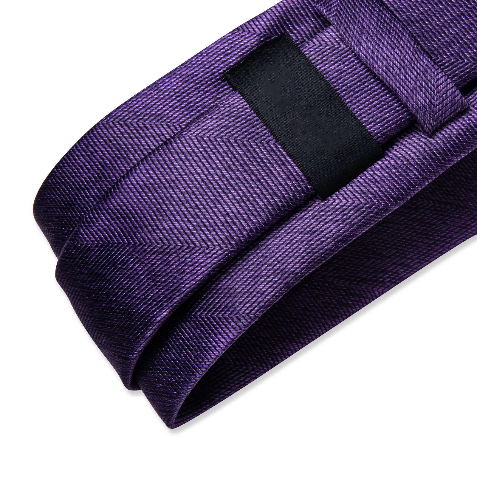 Dark Purple Weave Solid Men's Necktie Hanky Cufflinks Set