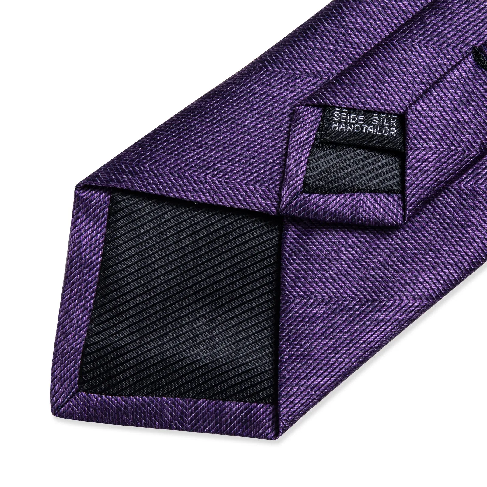 Dark Purple Weave Solid Men's Necktie Hanky Cufflinks Set