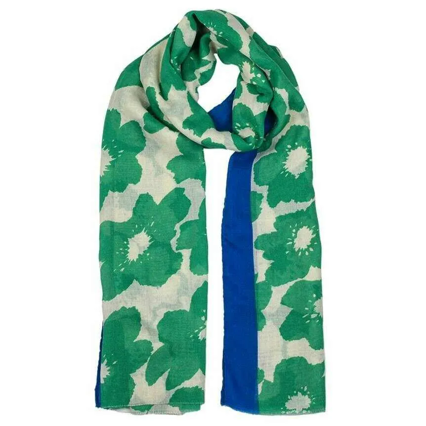 Dents Abstract Floral Print Lightweight Scarf - Green