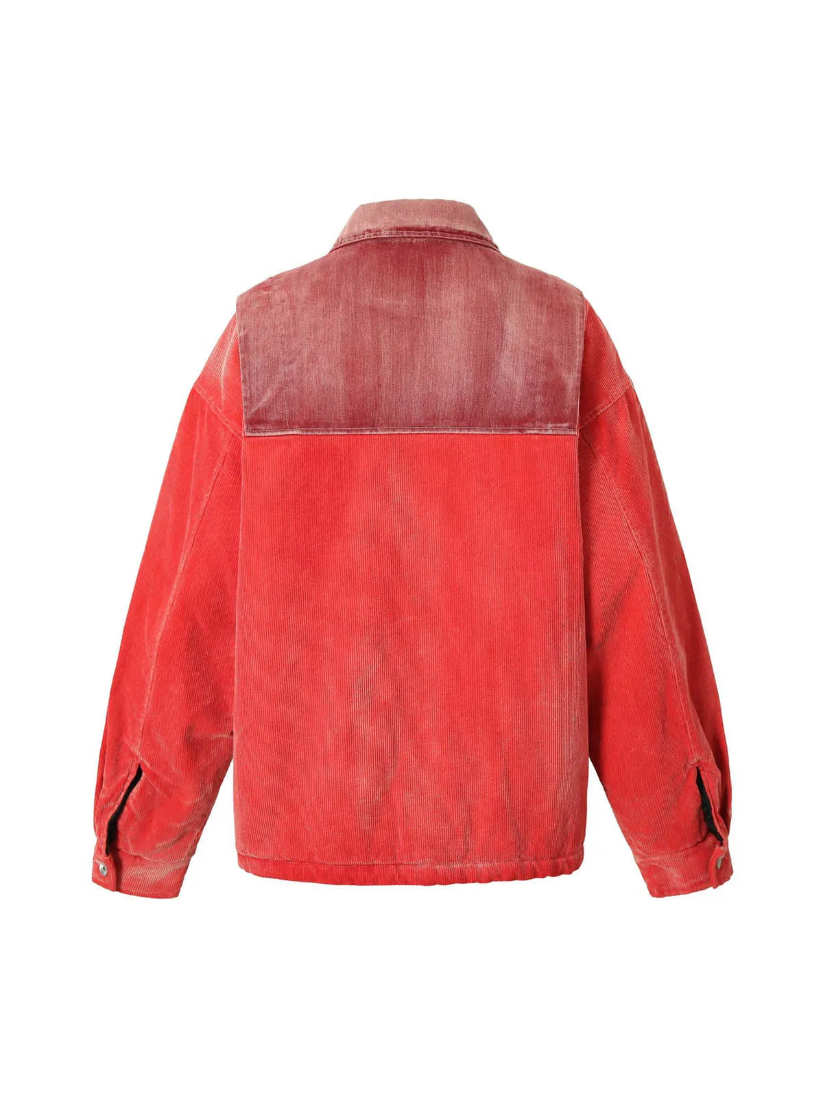 Distressed Printed Stand Collar Corduroy Jacket