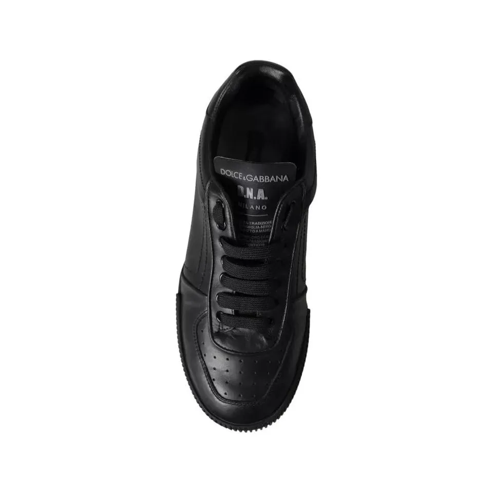 Dolce & Gabbana Black Leather Low Top Sneakers Men Shoes