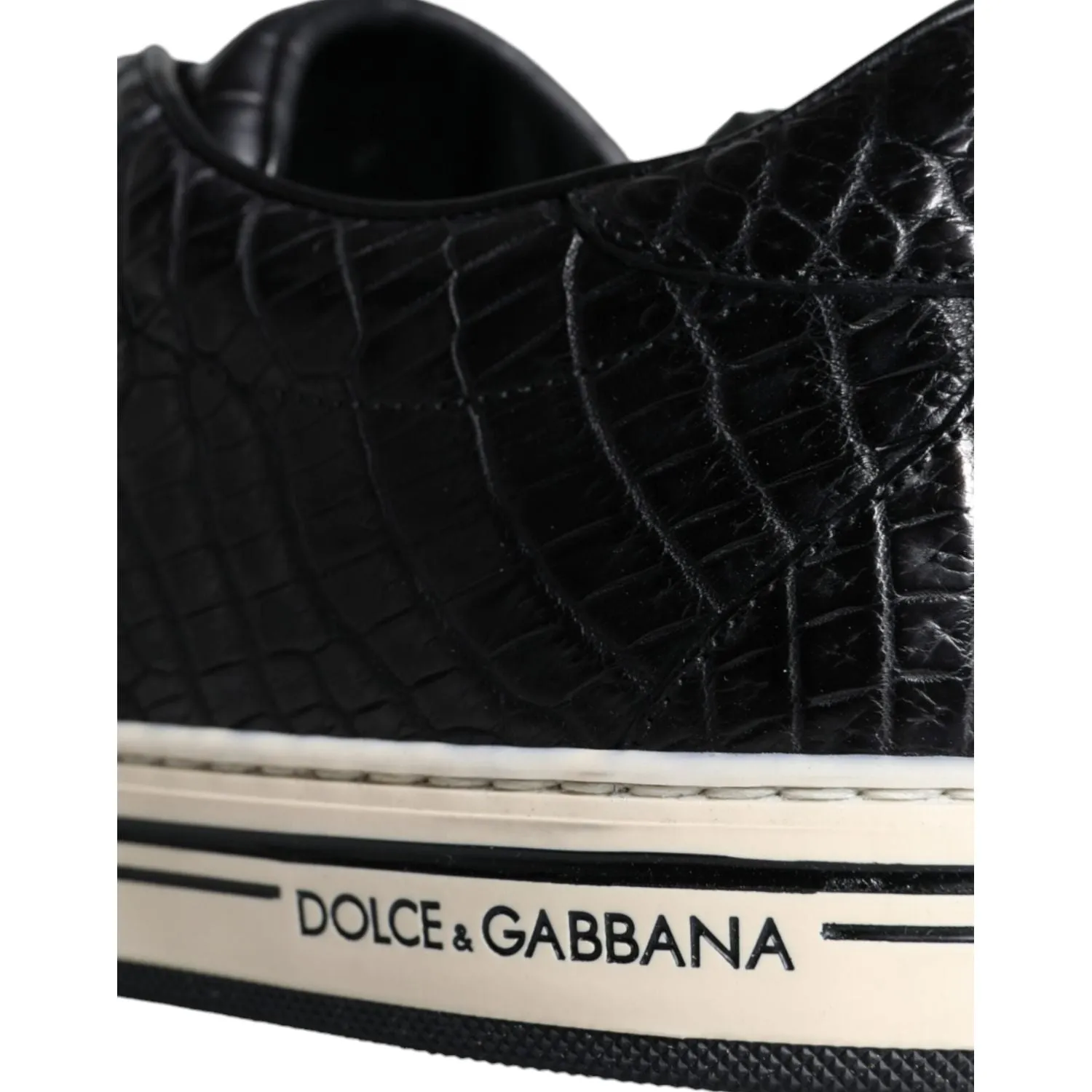 Dolce & Gabbana Black Leather Men Low Top Sneakers Shoes