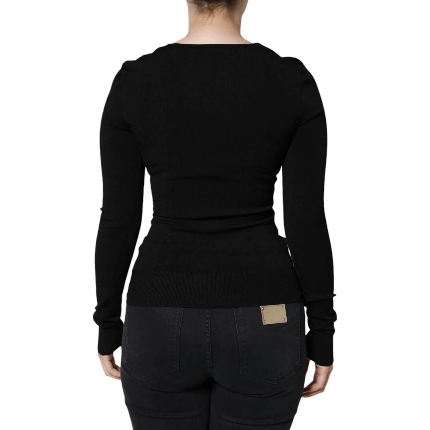 Dolce & Gabbana Black Long Sleeves Blouse Square Neck Top