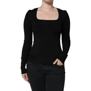 Dolce & Gabbana Black Long Sleeves Blouse Square Neck Top