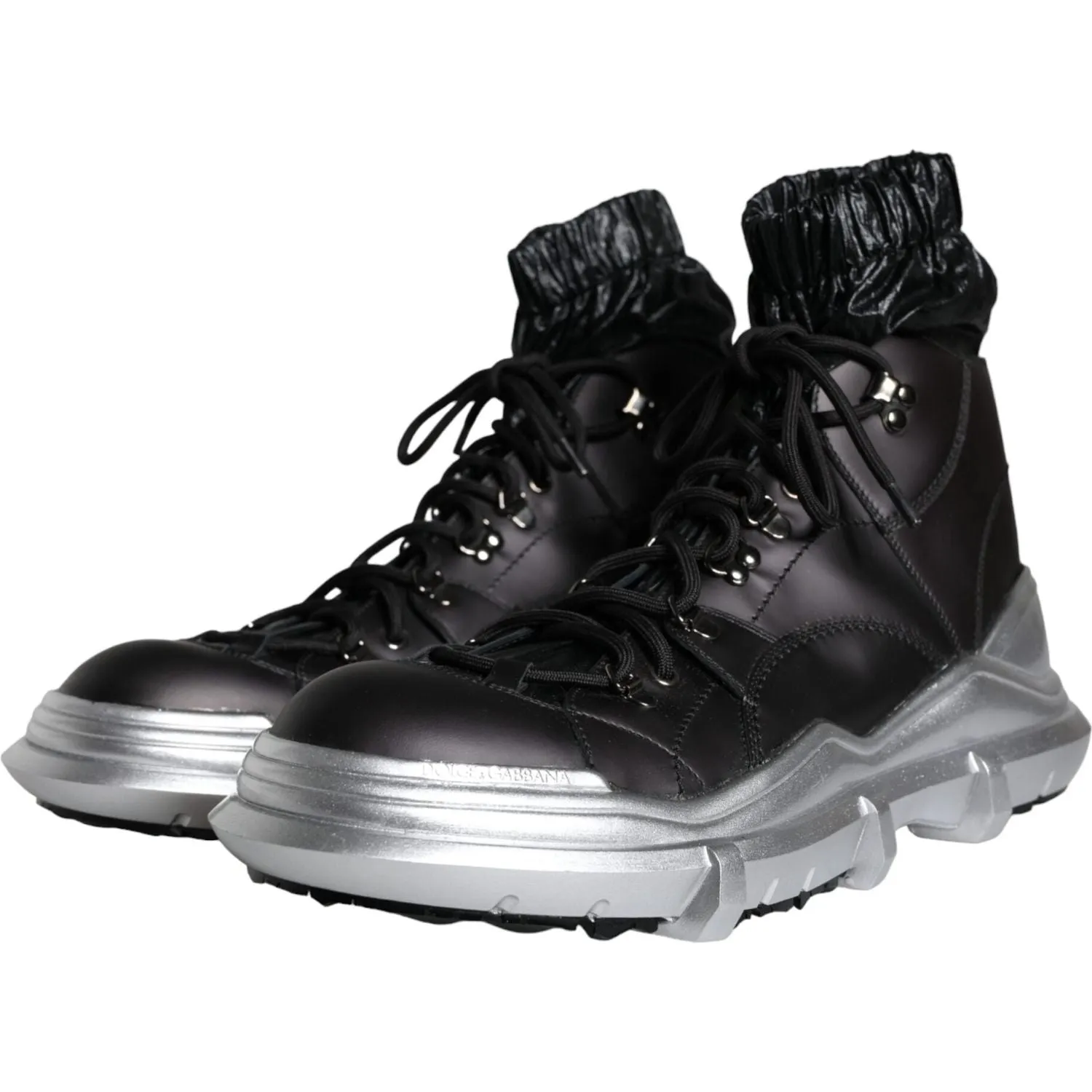 Dolce & Gabbana Black Nylon Galileo High Top Sneakers Shoes