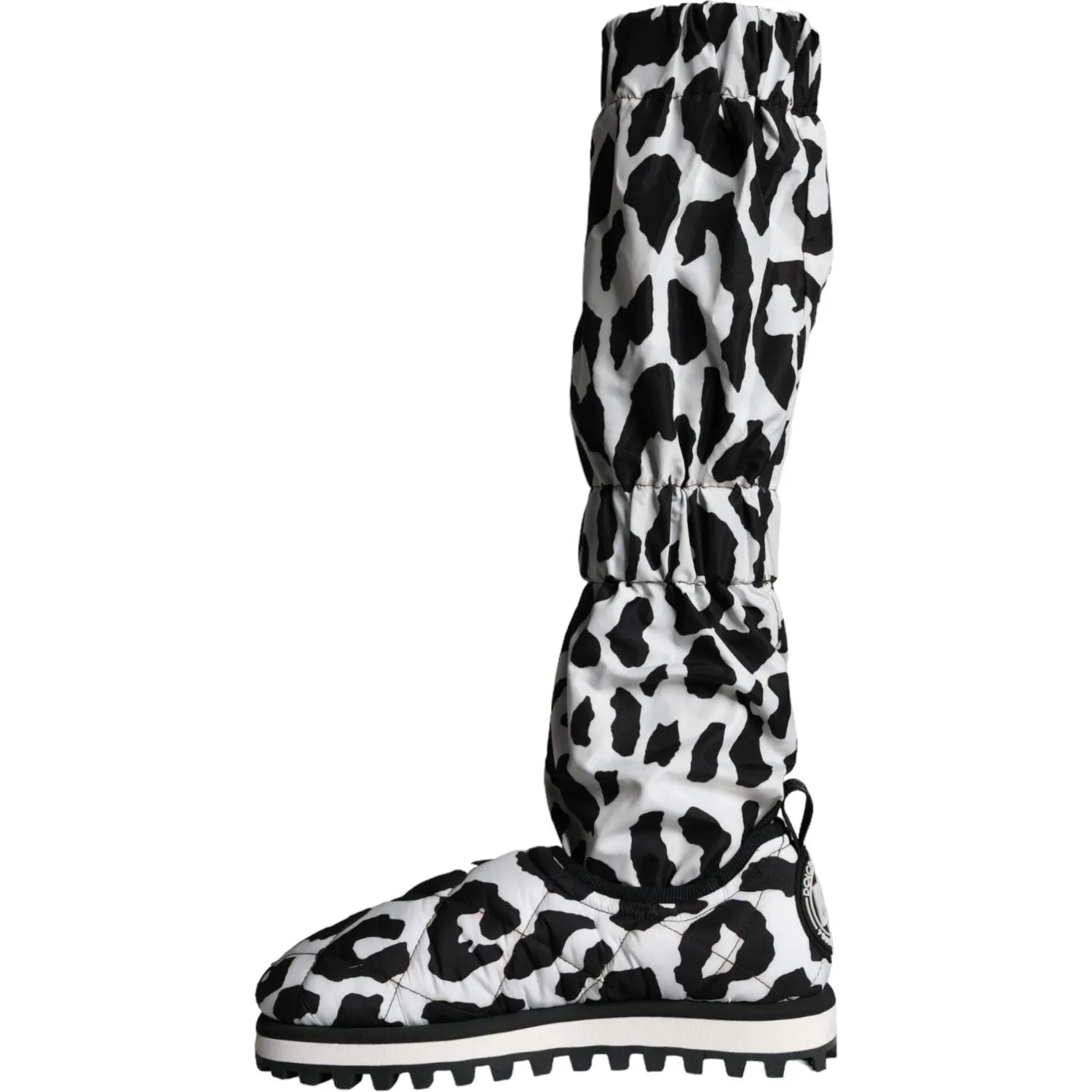 Dolce & Gabbana Black White Leopard Quilted Men Boots Sneakers Shoes